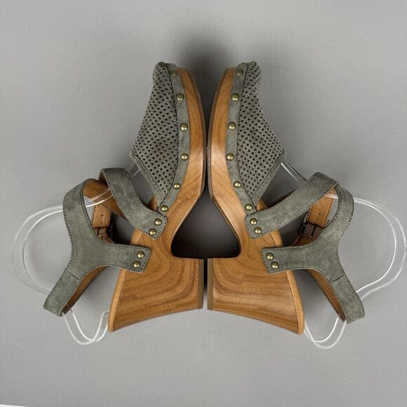 Korks By Kork Ease Clogs Womens 10‎ Green Studded Abloom Platform Slingback Boho - Picture 8 of 13